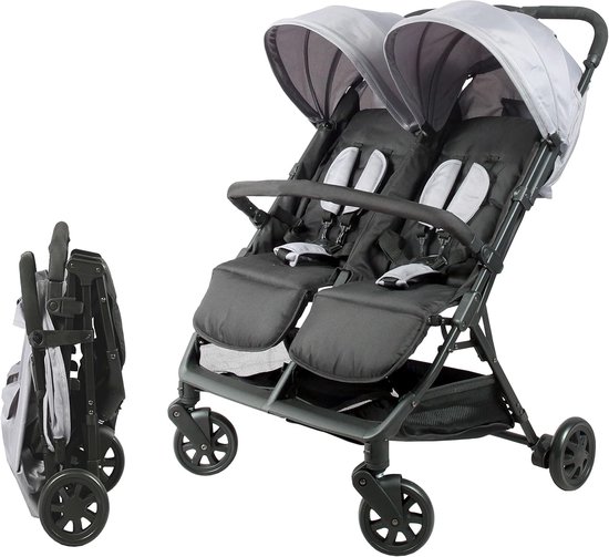 Dubbele kinderwagen voor tweelingen - compacte en praktische kinderwagen voor baby's van Merkloos