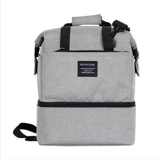 Dubbellaagse Koeltas - Isolatie Lunchtas - Picknick Buiten - Opvouwbaar Ontwerp - Groot Formaat - Grijs