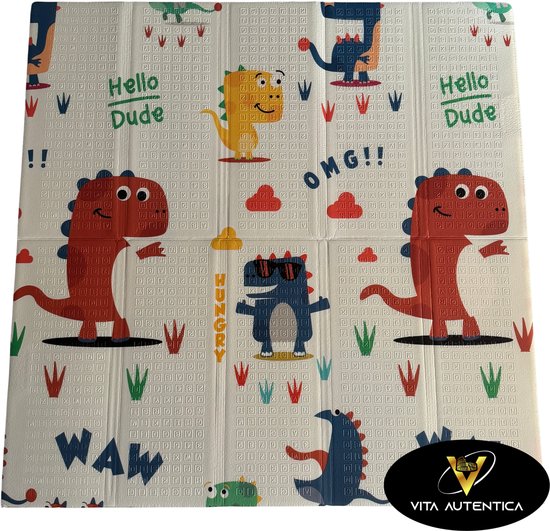 Dubbelzijdige XPE Foam Speelmat - Kruipmat - Speelmat Baby - Speelkleed - Opvouwbaar - 120x120 cm - Dino’s en Bosdieren van Merkloos