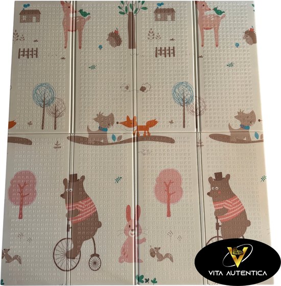 Dubbelzijdige XPE Foam Speelmat – Kruipmat – Speelmat Baby – Speelkleed – Opvouwbaar – 160x180 cm – Dieren en Wegroute van B2B&E

