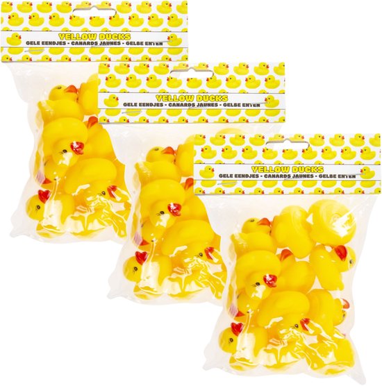 Duckiez Badeendjes - 36x stuks - geel - mini formaat - 3 cm - badspeeltje