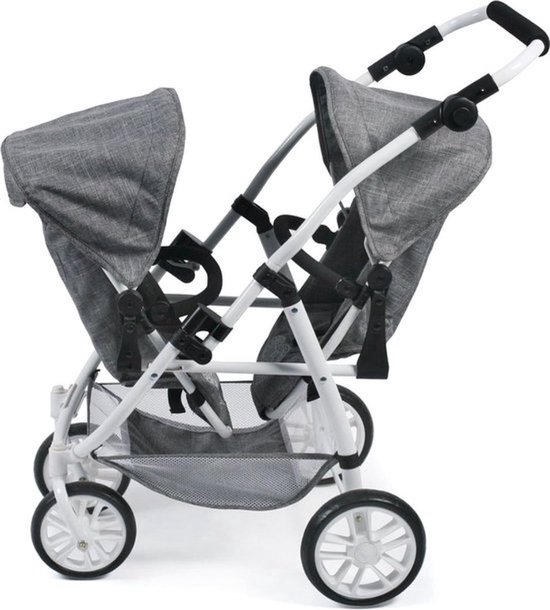 Duo Kinderwagen - Buggy - Tweeling - Wandelwagen - Grijs van Merkloos