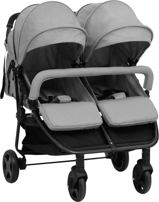 Duo Kinderwagen - Buggy - Tweeling - Wandelwagen - Licht Grijs van Cangaroo