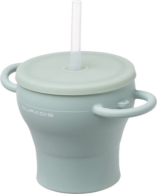 Duradis - 2 in 1 Opvouwbare drink en snackbeker voor kinderen - Tuitbeker baby - Snack cup - Turquoise van Duradis