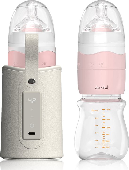 Duraful Baby Alles-in-één Melkpoederfles met Draaisysteem – Roze / Inclusief warmhoud Standaard / Babyfles / Melkpoeder Dispenser / Flesvoeding / Flesvoedingsaccessoires / Melkpoeder Toren / Babyvoeding / Baby flessen / Baby Fles van Merkloos