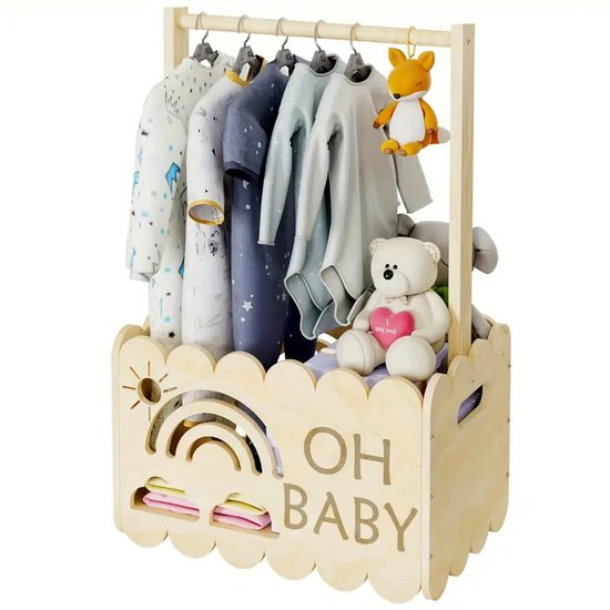 Dutchers.® Babyshower Cadeaumand - * - Babyshower Versiering - Gezamenlijke Geschenkmand - Houten Kist - Babyshower Cadeau - Gezamenlijke Cadeau Organizer - Voor Alle Geschenken - Natuurlijk Hout - Babyshower - Babyshower Organiseren - Zwangerschap van Dutchers.®