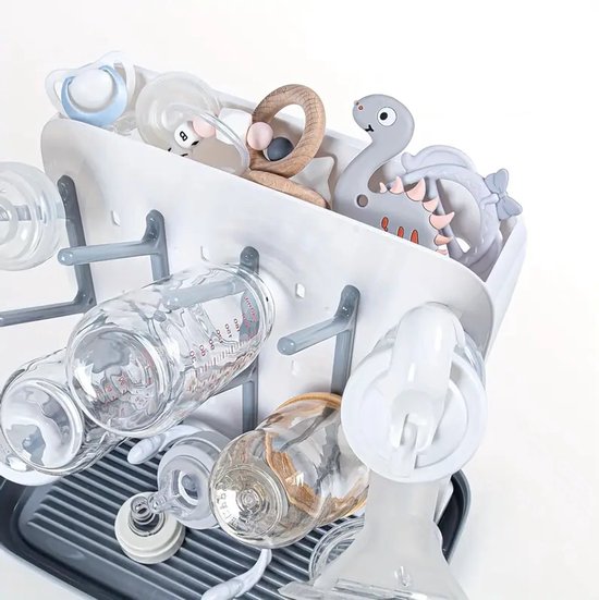 Dutchers.® Droogrek + Flessenborstel - Met Ruimte voor Fopspenen - Incl. Flessenborstels - Flessenrek - Flessenborstel - Droogrek voor Flessen Baby - Afdruiprek Flessen - Droogrek Baby - Afdruiprek Baby - Droogrek Babyflessen - Flessendroogrek