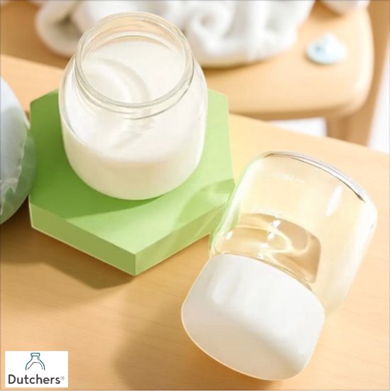 Dutchers.® Glazen Moedermelk Bewaarflesjes - Set van 6 - Met Milliliteraanduiding - 200ML - Herbruikbaar - Veilig & Hygiënisch - BPA vrij - Glas - Moedermelk Bewaarflesjes - Moedermelk Bewaren - Moedermelk - Moedermelk Bewaarflesjes Glas van Dutchers®