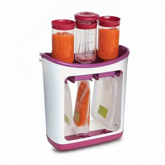 Dutchers® Knijpfruit Dispencer - Inclusief 10 knijpzakjes - De dispenser voor groeten- en fruithapjes - Voorbereiding voor Onderweg - Handig voor in de Diepvries & Koelkast - Babyvoeding - Babyvoeding Bewaarbakjes - Knijpfruit Zakjes Herbruikbaar van Dutchers.®
