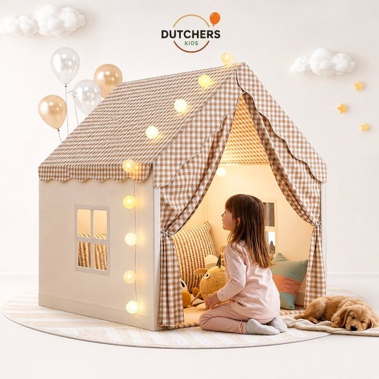 Dutchers® Speeltent - Kindertent - Speelhuis - Tipitent - Speelhuisje - Tent - Binnentent - Zonder verlichting - Zonder kleed
