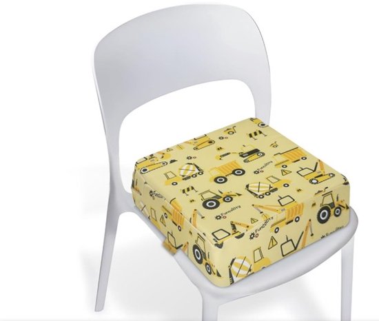 Dutchers® Stoelverhoger voor Kinderen – 8cm Verhoogkussen met Dierenprint – Zitverhoger voor Eettafel & Eetkamerstoel – Peuter Stoelverhoger – Lichtgewicht & Veilig met Riemen - Geel van Dutchers.®