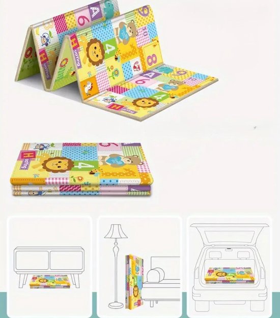 Dutchers® Veelzijdige Speelmat Voor Baby en Kind - Opvouwbaar - 176x93x0.5cm - Speelkleed - Jungle dieren van Dutchers®