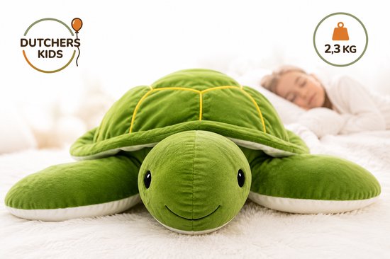Dutchers® Verzwaringsknuffel Schildpad 2,3 kg – Verzwaarde Knuffel - Zware Knuffel - Weighted stuffed animal – Grote Pluche Knuffel 65x70 cm – Comfort, Rust & Geborgenheid – Cadeau voor Kinderen & Volwassenen