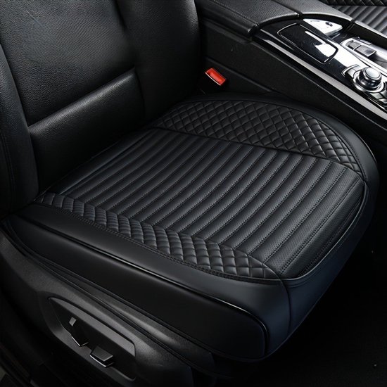 Dutchers® Voorstoel Beschermhoes – Nappa Leer Zitkussen – Comfortabel & Slijtvast – Universele Autostoel Beschermer – Alle Seizoenen – Autostoelkussen - Autokussen - Zitkussen - Zwart van Merkloos