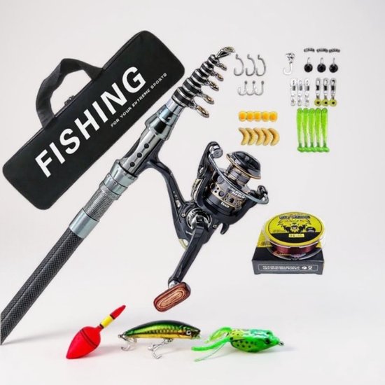 Dutchers® Werphengel 310cm met molen - 37-delige Telescopische Vishengel set - Vissen - Visspullen - Hengel voor Roofvissen - Hengelsport - Hengelset van Dutchers®