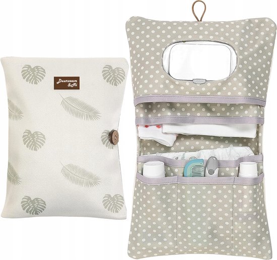 Duurzaam&Mi - Luiertas - duurzaam - aankleedkussen - organizer - vuil afstotende -make-uptas - 38 x 22 cm - Cosmeticatas - kleine luiertas - v'r onderweg - mama's - luiers - crème - babyorganizer -reizen - handig - netjes - Maximaliseer je ruimte