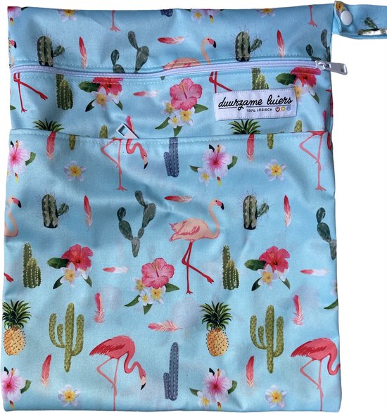 Duurzame luiers - Wetbag voor luiers - Blauw tropical van Ecozizer