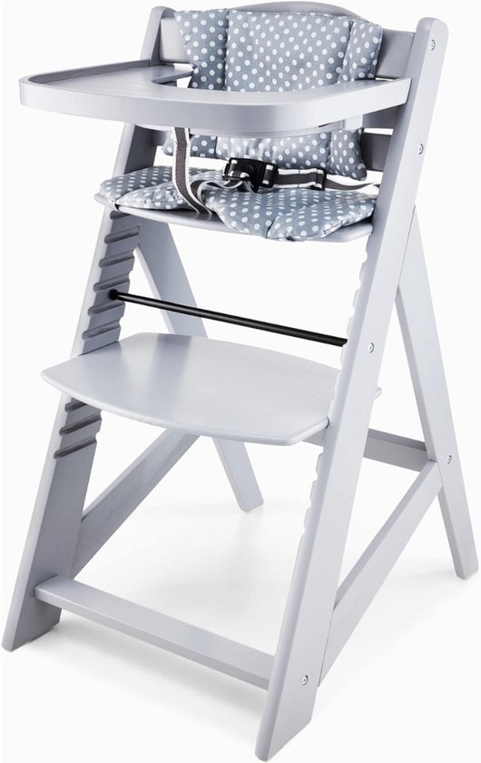 DYNA® Kinder Eetstoel - Babystoel Voor Aan Tafel Met Dienblad - Baby Stoel Voor Eten - Grijs - 32cm x 44cm x 87cm