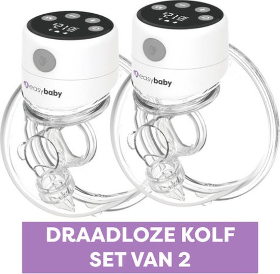 Easybaby® Dubbele Elektrische Borstkolf - Draadloos, Handsfree en Draagbaar - Fluisterstil - Digitaal Display - Sterke Zuigkracht - BPA Vrij - Set van 2 van Easybaby
