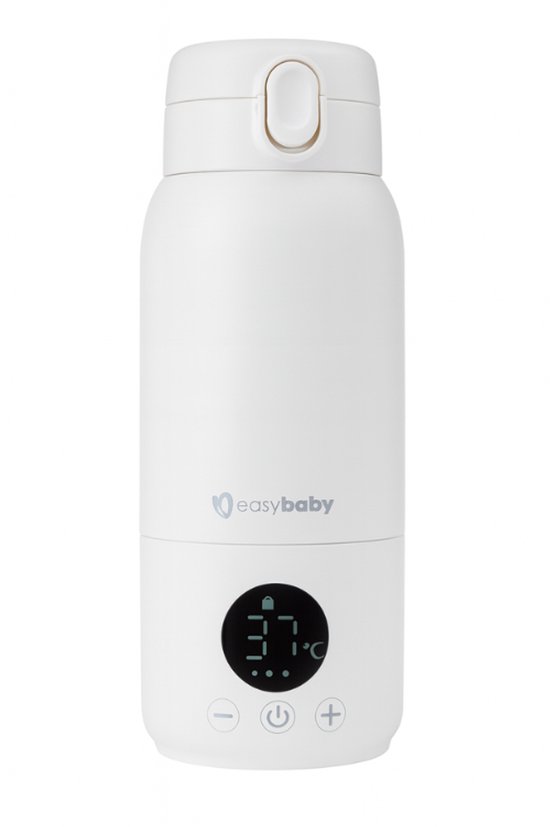 Easybaby Portable Milk Warmer - Draagbare Flessenwarmer - Flessenwarmer Voor Onderweg en Thuis - Oplaadbaar - Wit - Thermosfles Flessenwarmer van Merkloos