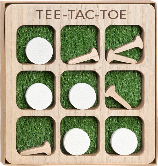Eccolo Tee Tac Toe Table Game, Golf Themed Wooden Table Top Decor and Brain Teaser Puzzles for Adults Great for Game Night, 21.59x22.86x.2.0cm Tic Tac Toe Wood Board Game for Kids and Family van Ecco