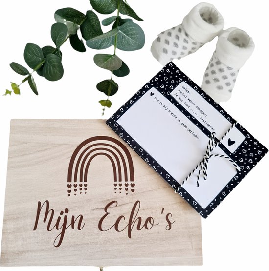 Echo bewaarkistje incl. baby echo invul kaarten - MammaZenn - Baby Echo bewaardoos - Baby Echo cadeau kistje met kaarten - Baby echo boekje van Echo
