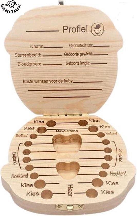 Echte Klasse Tanden Doosje - Voor Melktanden en Haarlok Kraam Cadeau - Hout - Meisje Blond van Hodiho
