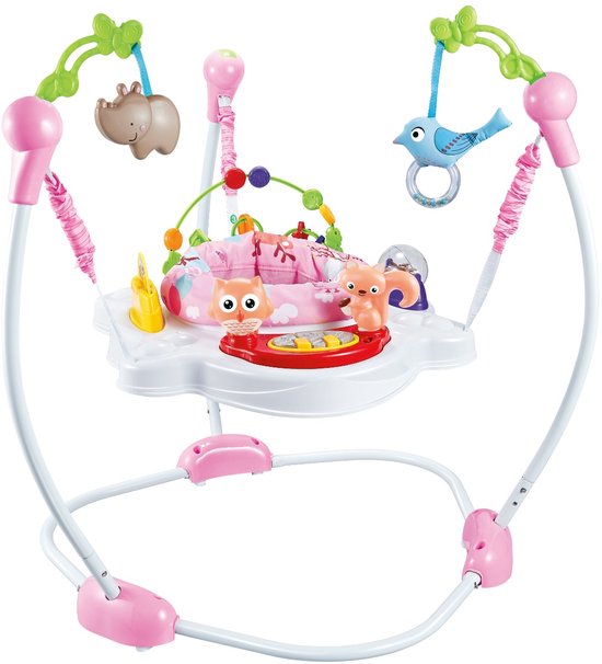 Eco Toys Baby Jumper - Baby Bouncer - Activiteiten Jumper Baby - Activity Center - Speelgoed Stoel - Woods Roze van Eco Toys
