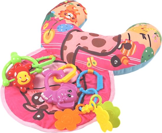 Eco Toys - Jungle Roze Giraffe Buiktrainer - Met 3 Rammelaartjes en Knisperspeeltje - Kleur en Model Speeltjes Kunnen Variëren - Geschikt vanaf 0 Maanden van Eco Toys