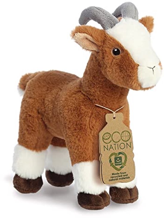 Eco-vriendelijk pluche geit van 26 cm - Duurzaam en zacht knuffeldier van Merkloos