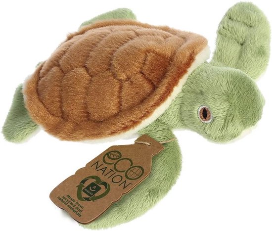 Eco Vriendelijke Pluche Schildpad Knuffel - Mini Dier van Gerecycled Materiaal, 13 cm van Merkloos