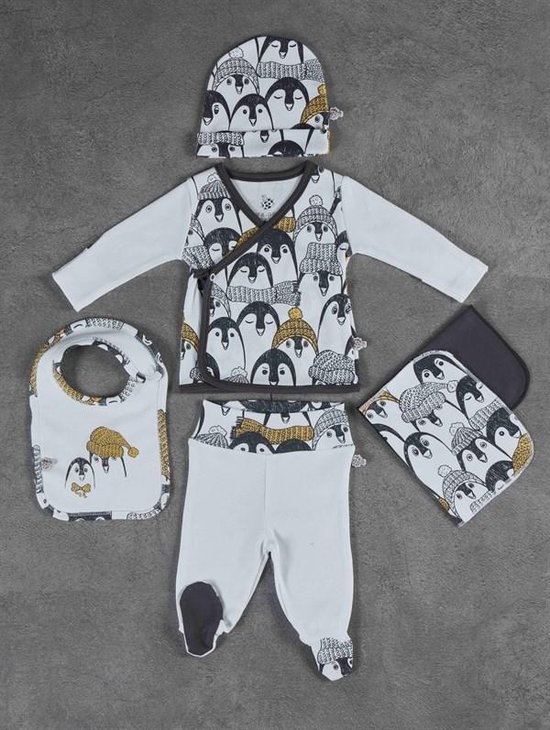 Ecocotton babyset van biologisch katoen 5-delige - Pingu White van Merkloos
