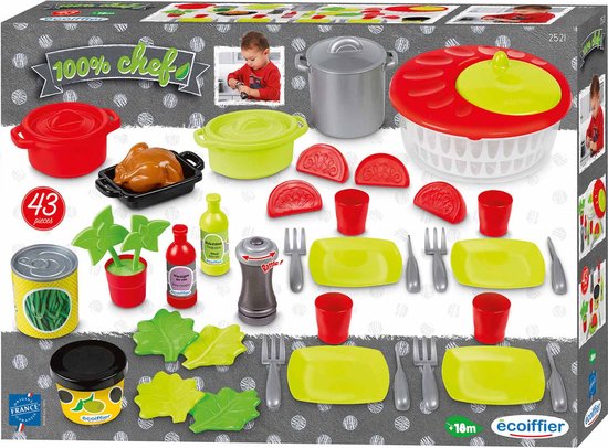 Ecoiffier 100% Chef Keukenset, 43dlg. van Ecoiffier