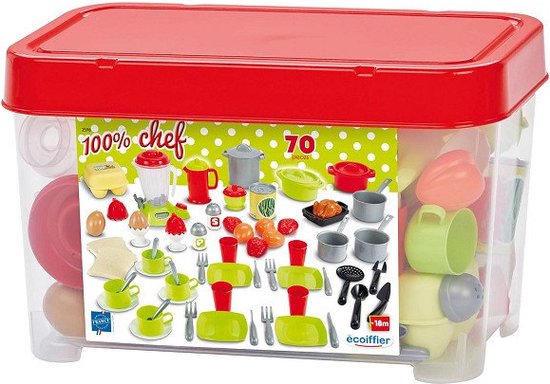 Ecoiffier 100% Chef Servies in Opbergbox van Ecoiffier