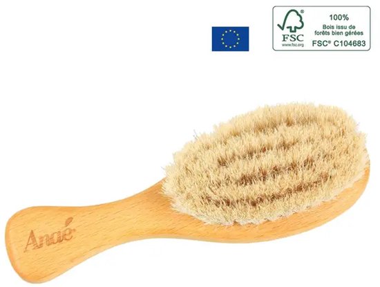 Ecologische Baby kleine Haarborstel - 13 Cm - geiten haren en beuken hout 1st