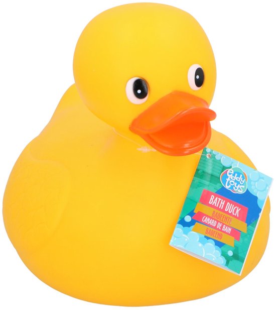 Eddy Toys Badeend 22 cm - Rubberen Badeend voor in Bad - Gele Badeend voor Kinderen - Badspeeltje Eend voor Baby - Speelgoed voor Bad - Badspeeltje Kinderen van Merkloos