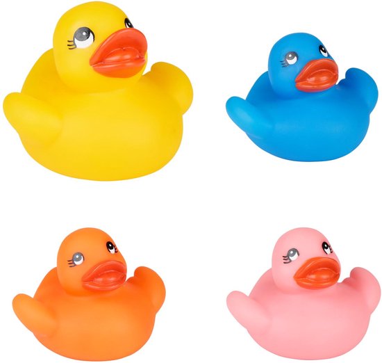 Eddy Toys Badeendenfamilie - 41222 - Badeendenfamilie 4 Stuks - Badeenden Set voor Bad - Drijvende Badeenden - 18m+ - Geel Oranje Blauw Roze van Merkloos