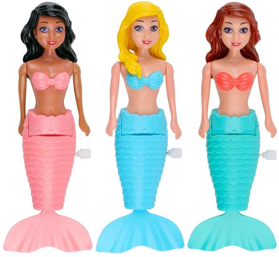 Eddy Toys Mermaid Wind-up Zeemeermin - Opwindbaar Badspeelgoed - Kunststof - 19 cm - Geschikt vanaf 1 Jaar - Roze, Blauw en Licht Groen - Badspeelgoedpop voor Bad en Zwembad van Eddy Toys