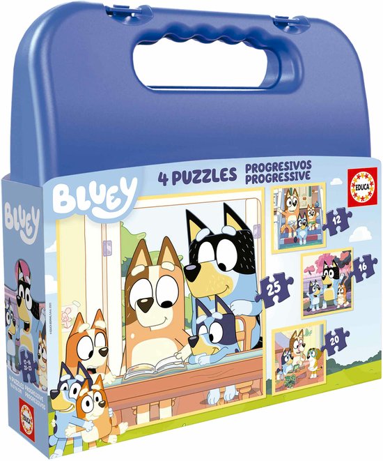 Educa - Bluey Progressieve Koffer - Puzzel - Vanaf 3 jaar - 25 stukjes - Sinterklaas Cadeautjes