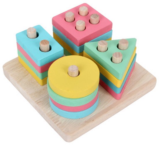 Educatief Peuterspeelgoed - Peuterspeelgoed Voor Meisjes Van 1-2 Jaar - Houten Stapelblokken Puzzel Met Vormpassende Kolommen - 1 Stuk - Verjaardagscadeau Voor Kinderen Van 1-3 Jaar En 2-4 Jaar, Gemengde Kleur van Merkloos