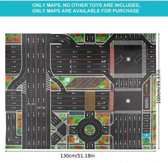 Educatieve Stadsverkeersspeelmat – 130 x 100 cm – Verkeersles Kaart – Kinderen Speelmat voor Verkeer & Veiligheid – Inclusief Wegmarkeringen en Straatstructuur – Geschikt voor Speelgoedauto's (Niet Inbegrepen) van Educa