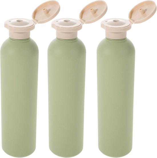 Een set van 3 navulbare flessen lotion en shampoo, 250 ml knijpflesjes met klapdeksel, geschikt voor op reis en thuisgebruik. van Merkloos