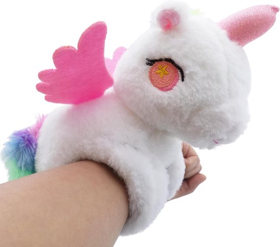 Eenhoorn Handknuffel - Pluche Dier - Cadeau Idee - Zacht Katoen Materiaal - 14.5 cm - Wit