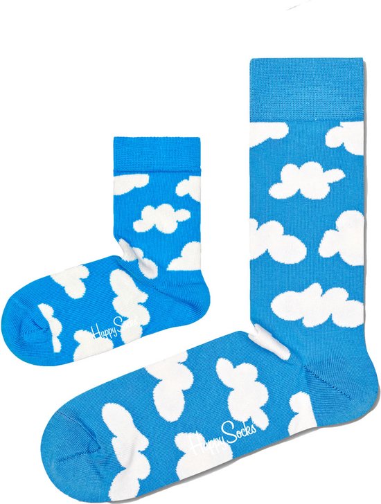 Eenmannenkado.nl Zo Vader Zo Zoon/Dochter matching sokken Cloudy - Maat: Vader 41 - 46 - Kind 12 - 24 maanden - Wolken van Eenmannenkado.nl