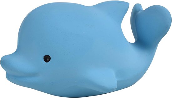 Eerste Badknuffel Dolfijn 6cm Natuurlijk Rubber met Rammelaar Vanaf de Geboorte van Tikiri
