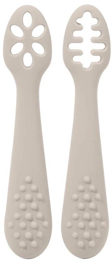 Eerste Lepel voor Baby – Siliconen, BPA-vrij & Perfect om Zelf te Leren Eten - Beige van Merkloos
