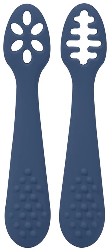 Eerste Lepel voor Baby – Siliconen, BPA-vrij & Perfect om Zelf te Leren Eten - Blauw van Merkloos