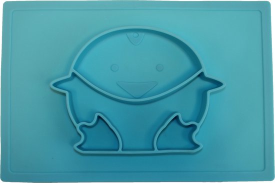 Eetbakje voor kinderen Pinguin blauw | Kinderplacemat | Anti Slip | Super leuk | By TOOBS van TOOBS