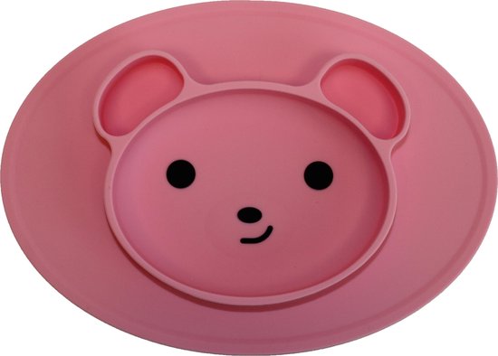 Eetbakje voor kinderen placemat Beer Roze | Kinderplacemat | Anti Slip | Super leuk | By TOOBS van TOOBS