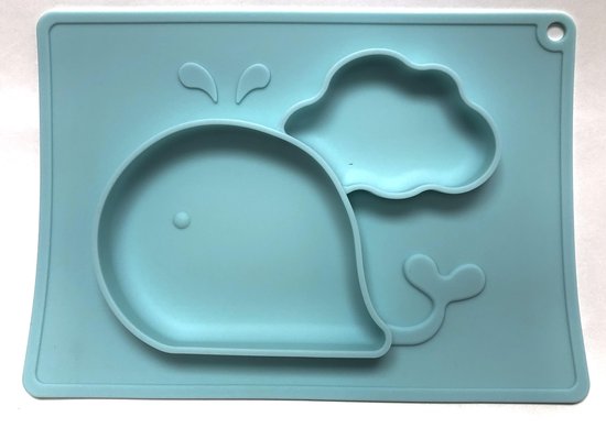 Eetbakje voor kinderen Silicone placemat Walvis Baby Groen/zeeblauw | Kinderplacemat |  Anti Slip | Super leuk | By TOOBS van TOOBS